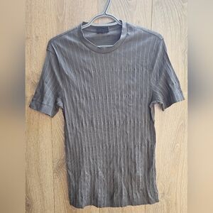 Emporio Armani Gray Ribbed Short Sleeve Tee